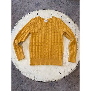 St. Johns Bay Yellow Women's Cable Knit Sweater‎ Size Large Preppy